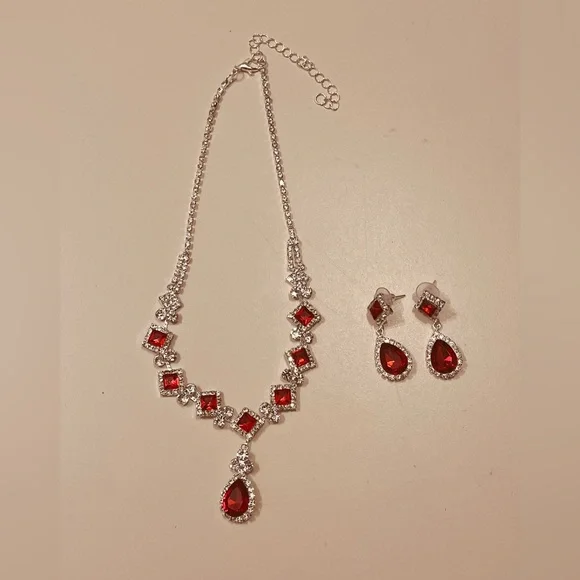 Silver plated set jewelry for women imitation diamond - Picture 3 of 3